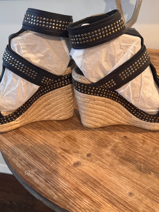 Alexander McQueen Black Studded Wedge Sandal - Picture 2 of 12